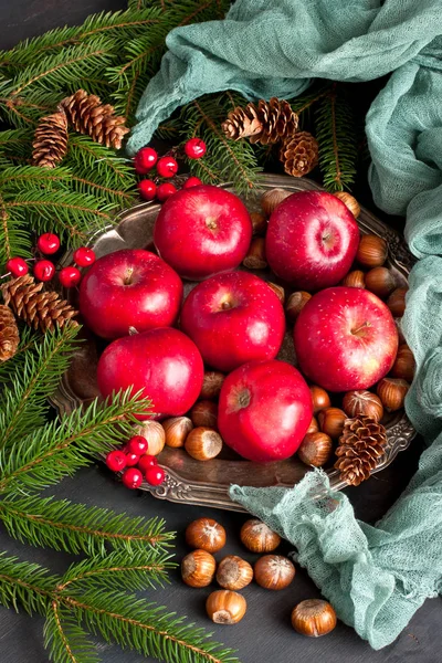 Noel natürmort elmalı — Stok fotoğraf