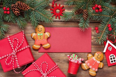 Tatiller için klasik Noel kartı.