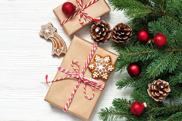 Composición navideña con cajas de regalo — Foto de Stock