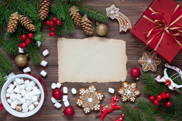 Kerstmis Samenstelling Met Vakantie Decoratie — Stockfoto