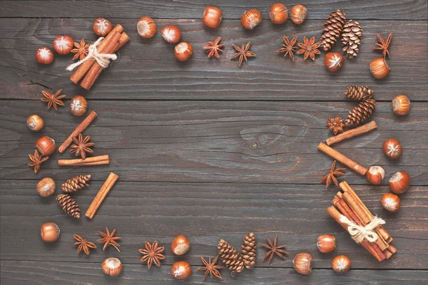 Cornice cibo di Natale su sfondo di legno — Foto Stock