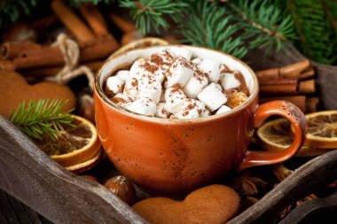 Kupa dolu sıcak çikolata ve şekerleme