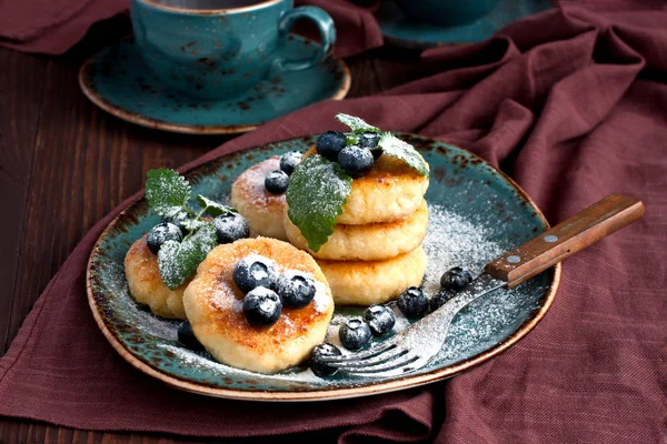 Cottage Pancake Con Bacche Zucchero Polvere — Foto Stock