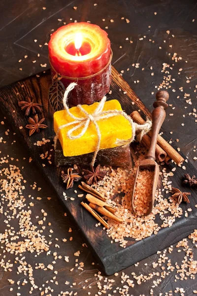 Aroma Wellness Set Mit Seife Und Salz Wellness Behandlungen Und — Stockfoto