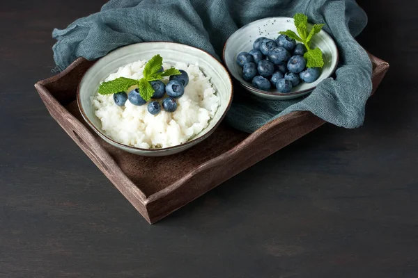 Postre Saludable Budín Arroz Con Bayas Frescas Para Desayuno Nutrición —  Fotos de Stock