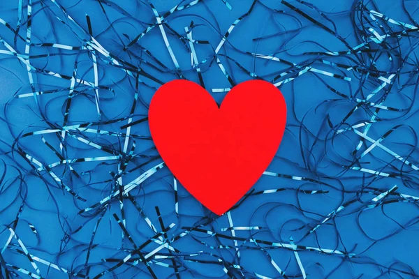 Red heart on a classic blue background. Film blue background. Valentine day. — 스톡 사진