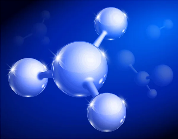 Obraz Małej Struktury Molekularnej Kulą Niebieskim Tle — Wektor stockowy