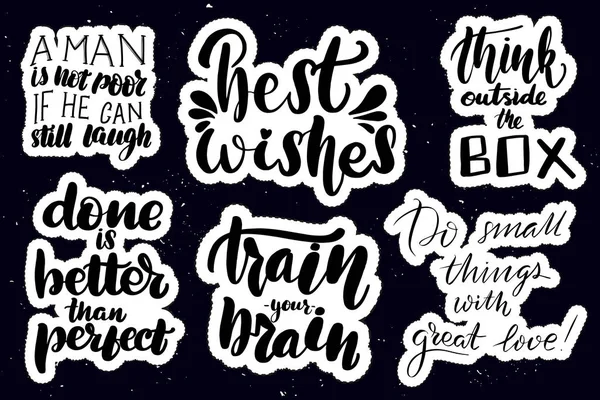 Stickers met de hand getekende typografie belettering opschriften. — Stockvector