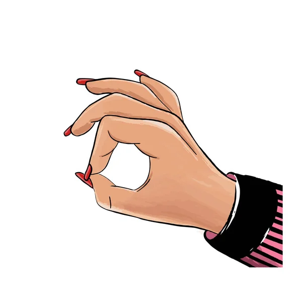 Female hand showing ok, on a white background — Stock Vector