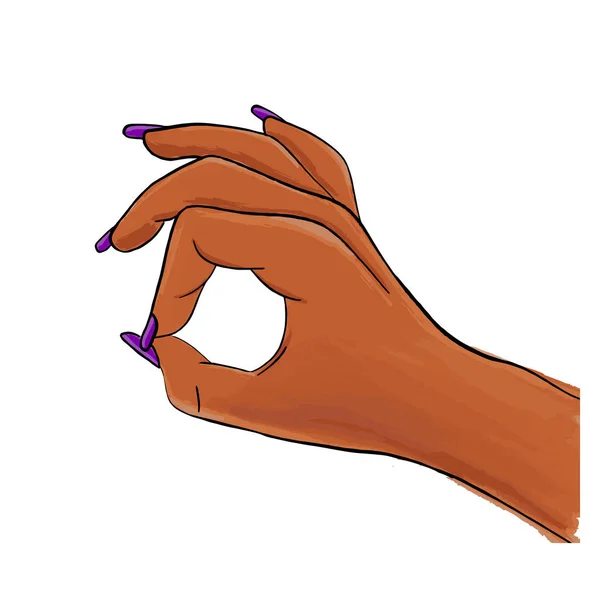 Female afro american hand showing ok Vector — Stok Vektör