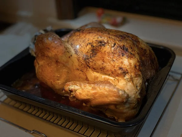 Memasak kalkun untuk makan malam Thanksgiving — Stok Foto