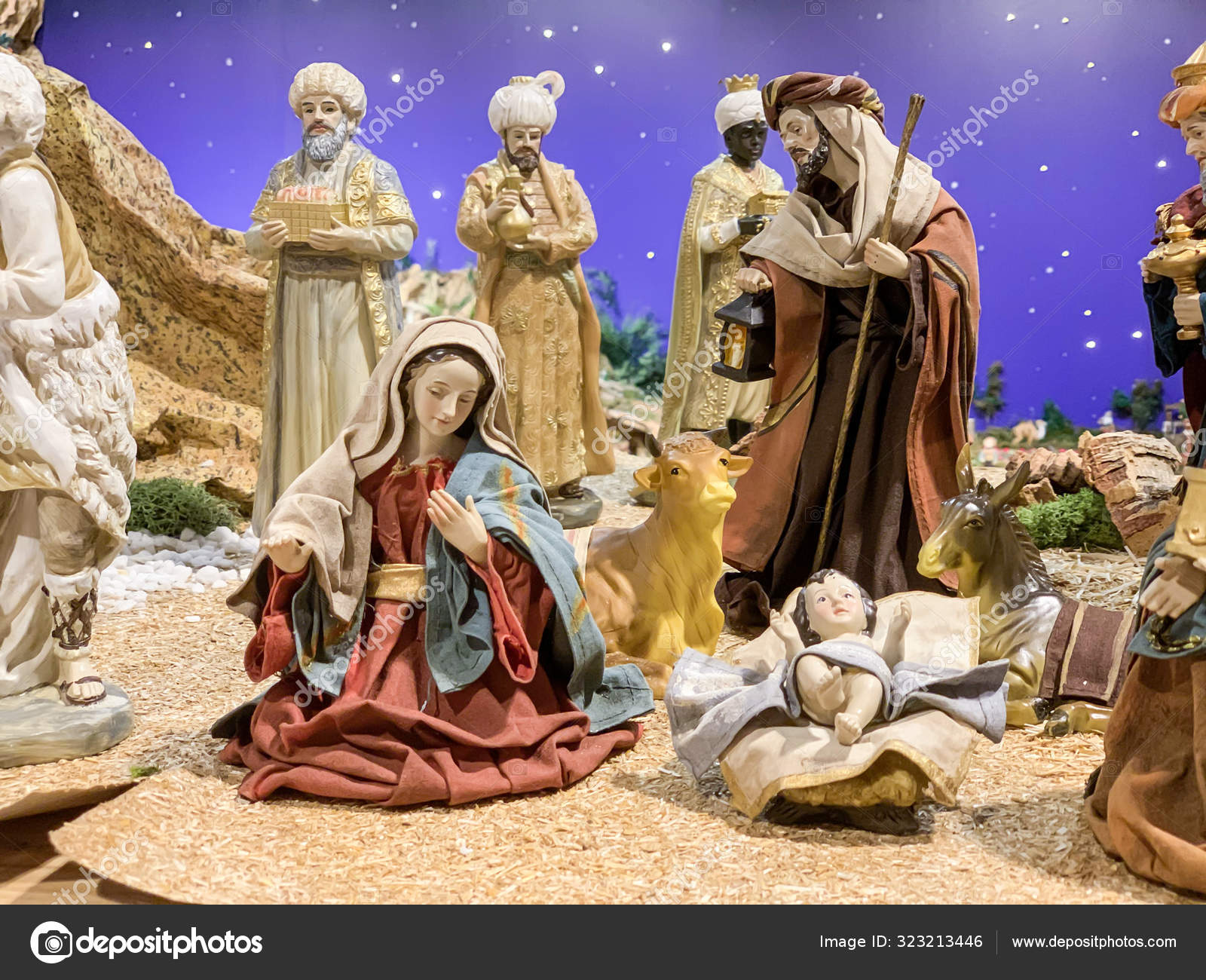 イエスの誕生を表すクリスマス・キリスト降誕シーン — ストック写真