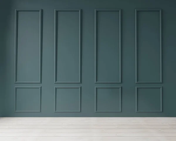 Dark Green Modern Wall Art Deco Style Wooden Floor Mock — стоковое фото