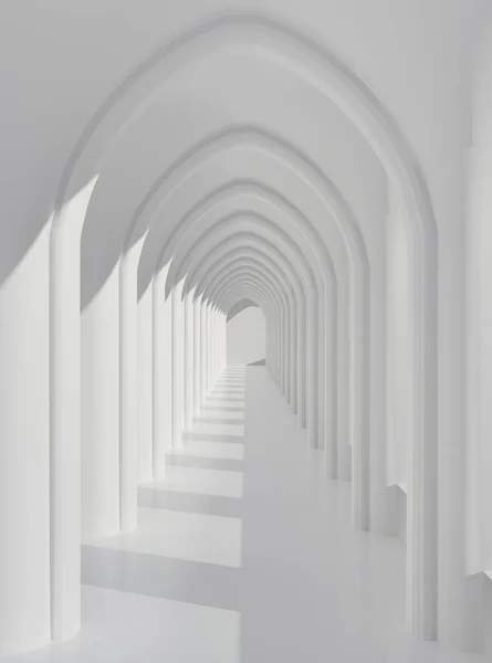 Візуалізація Білої Доріжки Фон Білою Підлогою Сонячним Світлом Копіювання Простору — стокове фото
