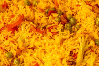 Basmati rice vegetable pulao, closeup view