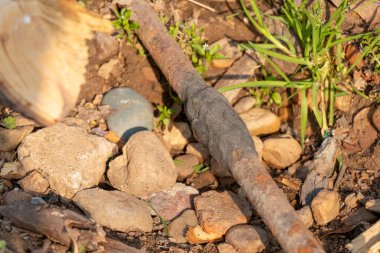 Sealant applied on the corrosion steel water pipes to repair the