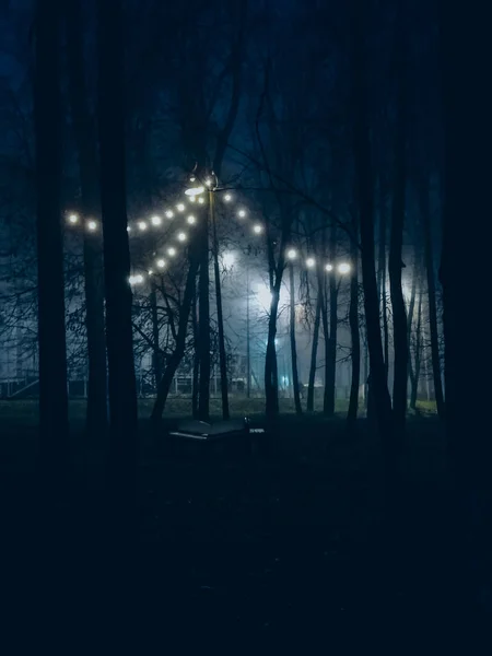Туманная Ночь Городе — стоковое фото