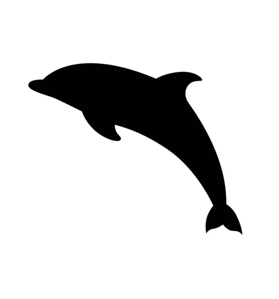 Delphin Icon Vektor Silhouette auf weißem Hintergrund — Stockvektor