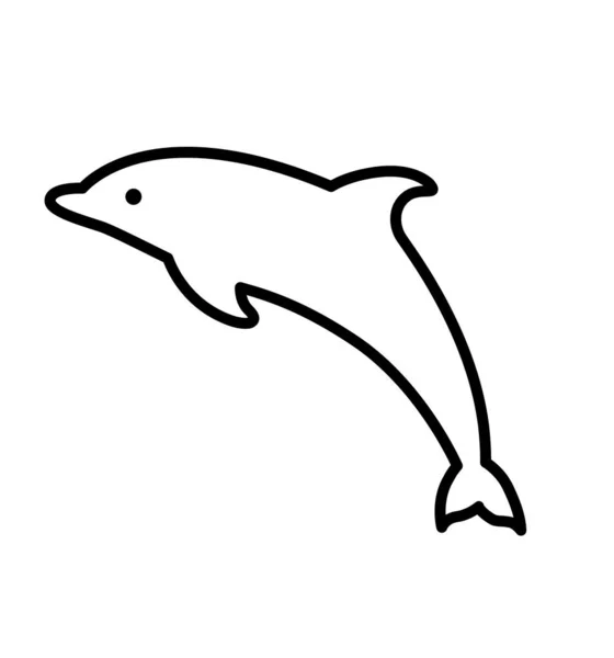 Dolphin line icon vector silhouette on a white background — Stock Vector