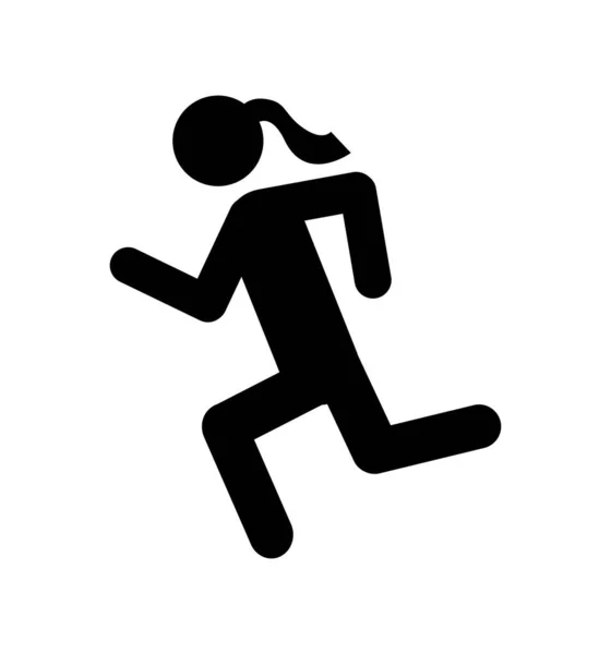 Runnin icono de la mujer sobre fondo blanco, deporte de fitness — Archivo Imágenes Vectoriales