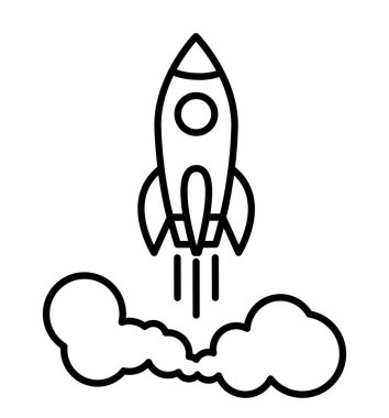 Roket hattı simgesi düz başlangıç konsepti vektör çizimi uçuşu
