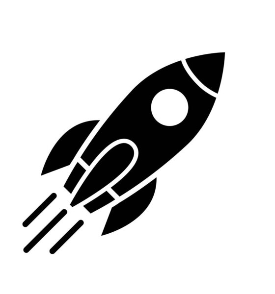Rocket ship icon with fire flat isolated on white vector