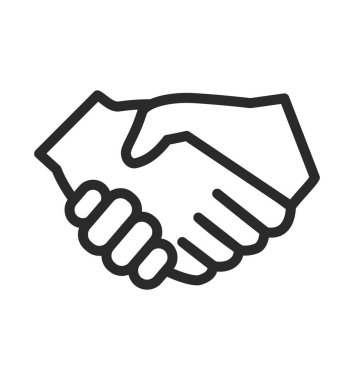 Vektör el sıkışma simgesi satırı ve düz biçim izole edildi