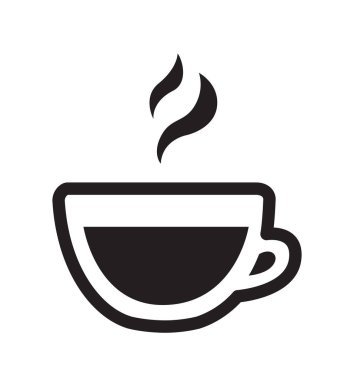 Çay fincanı ikonu vektör illüstrasyonu, beyaz üzerine izole edilmiş sıcak içecek çayı