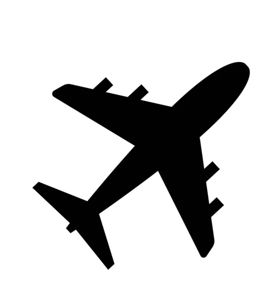 Icono de avión vectorial aislado en plano blanco — Vector de stock