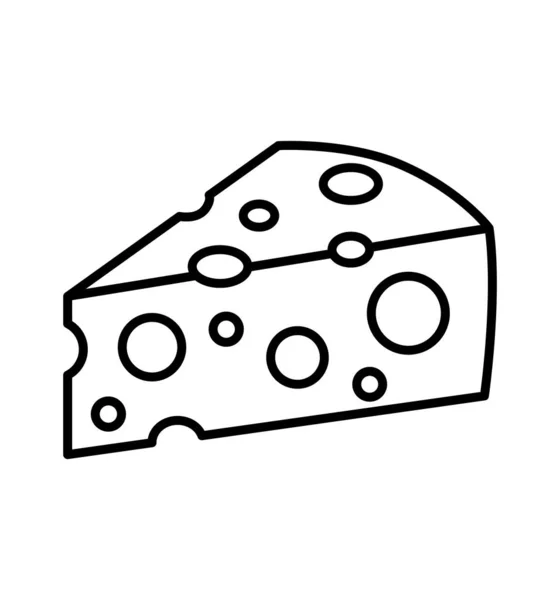 Vetor de ícone de contorno de queijo isolado na ilustração branca — Vetor de Stock