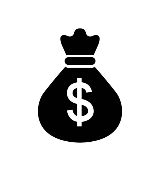 Money bag icon vector flat isolated on white — 스톡 벡터