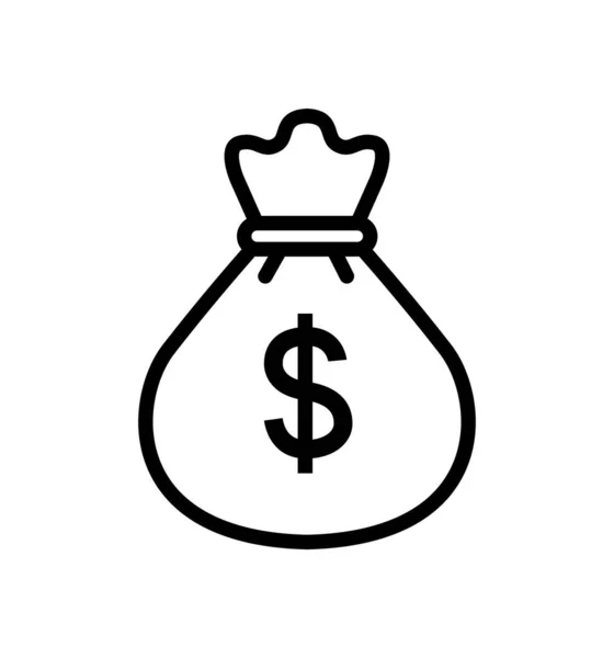 Money bag outline icon vector isolated on white — 스톡 벡터