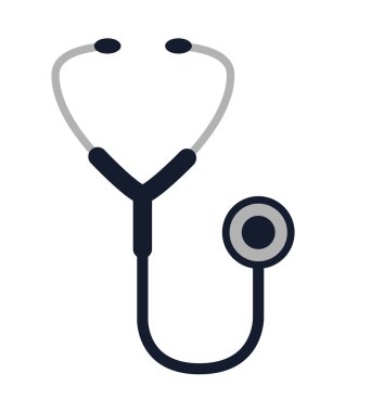Stetoskop ikonu tıbbi sağlık vektörü çizimi düzlüğü
