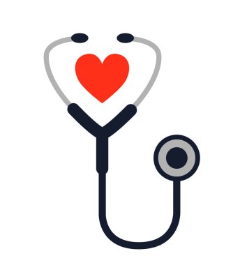 Stetoskop ikonu kalp tıbbi vektör çizimi düz tasarım