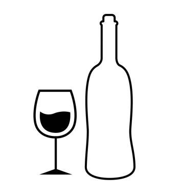 bottle glass with wineglass line icon vector isolated