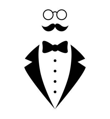 Smokinli erkek ceketi ve papyonlu Weddind takımı. Vektör illüstrasyonu