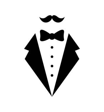 Erkek ceketi smokin. Takım elbise. Papyon vektör çizimi izole edilmiş.