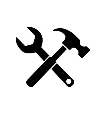 wrench key hammer icon tool to work vector isolated