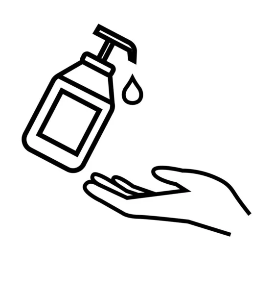 Dezenfektan sıvı sabun çizgisi simgesi ile el yıkama — Stok Vektör