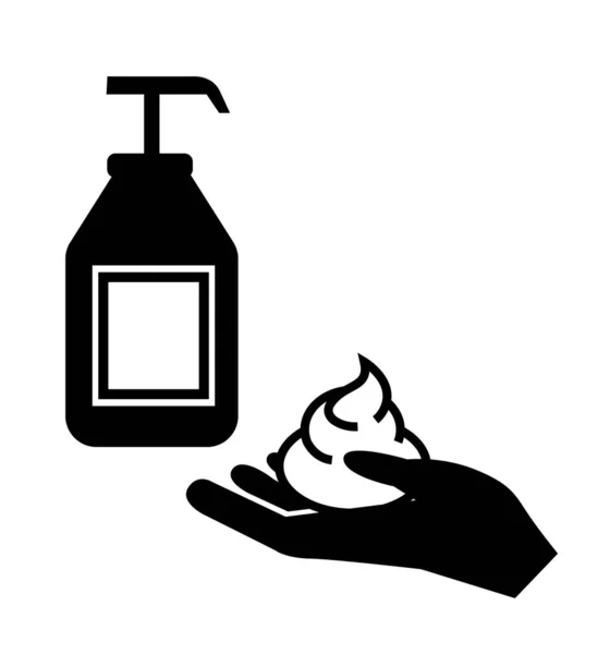 Lavarsi le mani con icona vettoriale sapone liquido riempito segno piatto per il concetto mobile e web design Mani bottiglia antisettica simbolo icona glifo, illustrazione logo — Vettoriale Stock