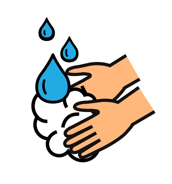 Lavarsi le mani con sapone lavarsi le mani con sapone per prevenire virus e batteri vettoriale illustrazione isolato su sfondo bianco — Vettoriale Stock