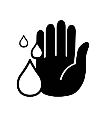 El ve su bırakma çizgisi simgesi vektörü beyaz üzerine izole edildi