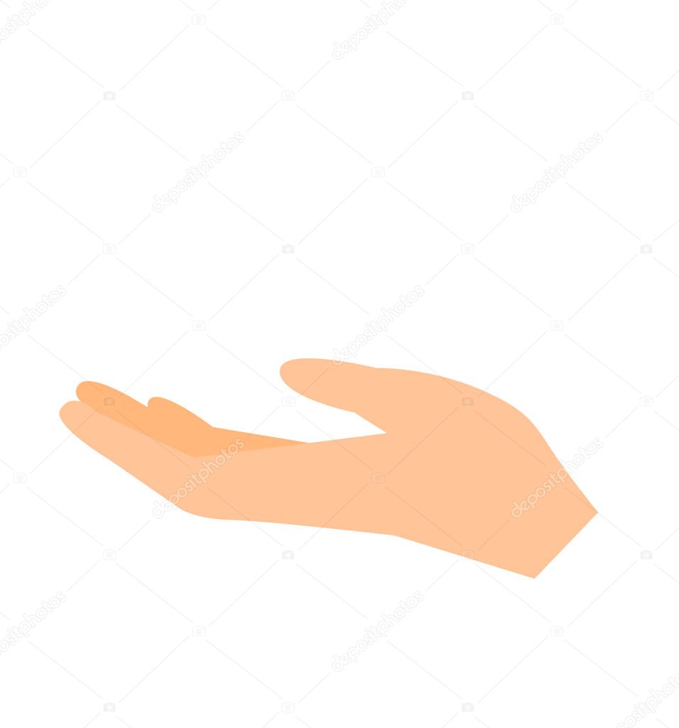 Outstretched hand vector illustration flat design isolated on white background gesture hands palms demonstrations