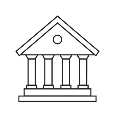 Banka simgesi çizgisi adliye, kütüphane, hükümet binası, vektör illüstrasyon bankacılık simgesi