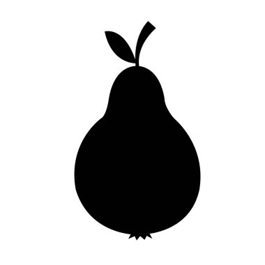 Armut meyve simgesi siyah, siluet resim çizimi