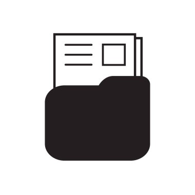 Damgalı ve mühürlü vektör illüstrasyonlu klasör. Klasör ve beyaz kağıtlar. Basit, düz tasarım.