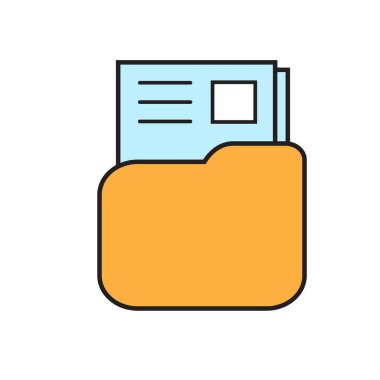 Damga ve metin simgesine sahip belge dizini beyaz üzerine izole edildi