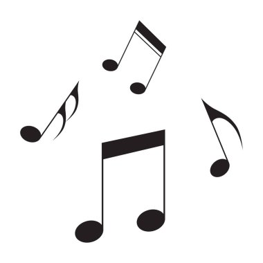 Müzik notaları simgesi siyah izole şarkı melodisi veya ayar düz vektörü izole
