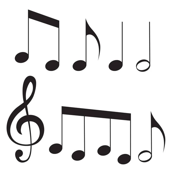 Notas de música icono de vector plano aislado en blanco para aplicaciones musicales y sitios web — Vector de stock