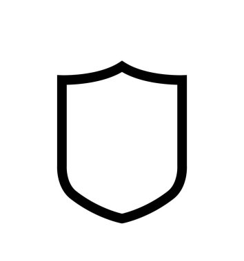 Vektör kalkanı simgesi koruma simgesi beyaz üzerine izole edildi